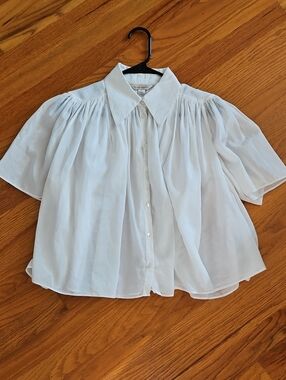 Banana Republic  WHITE Button-Front Blouse with Collar